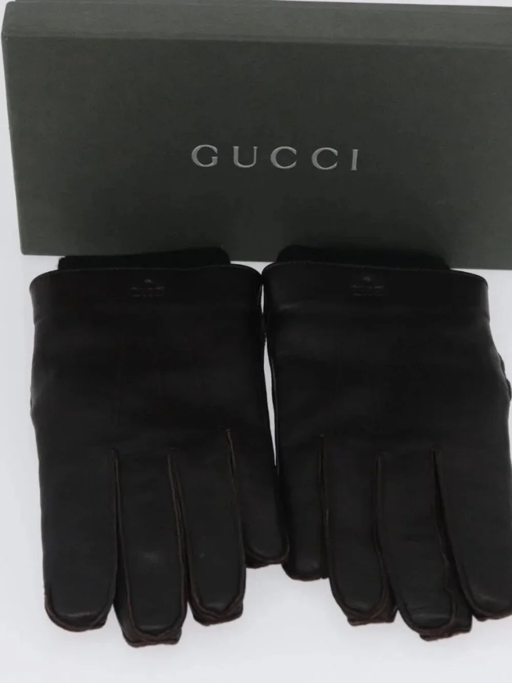 GUCCI Gloves Leather Black Auth bs33223